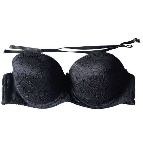 Marilyn Monroe Black Lace Strapless Bra 38C With Adjustable Straps - Picture 1 of 6